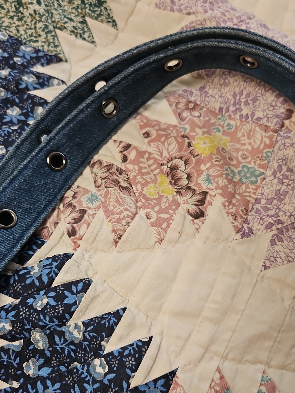 Betsey Johnson. Denim Grommet Skull Tote Bag - Blue - Picture 3 of 6